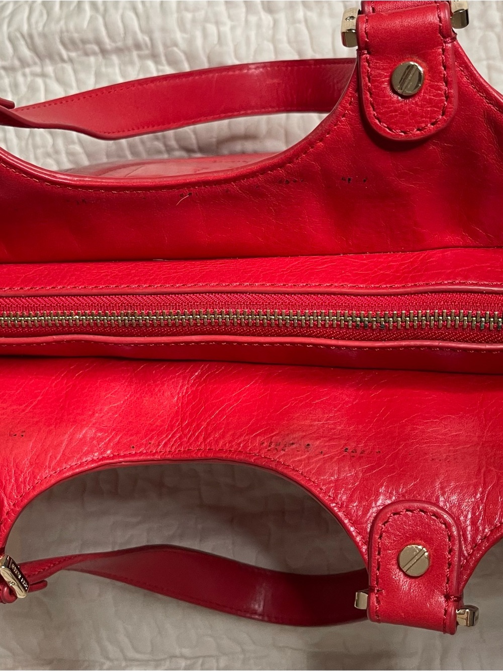 Tory Burch Ella Red Leather Large Logo Tote Bag - Picture 12 of 14